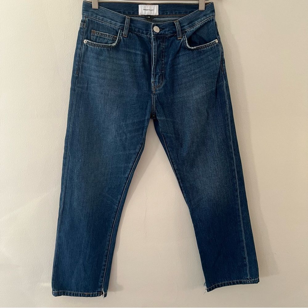 Current Elliott Jeans High Rise Straight Crop Blue Denim Size 28 Classic Preppy